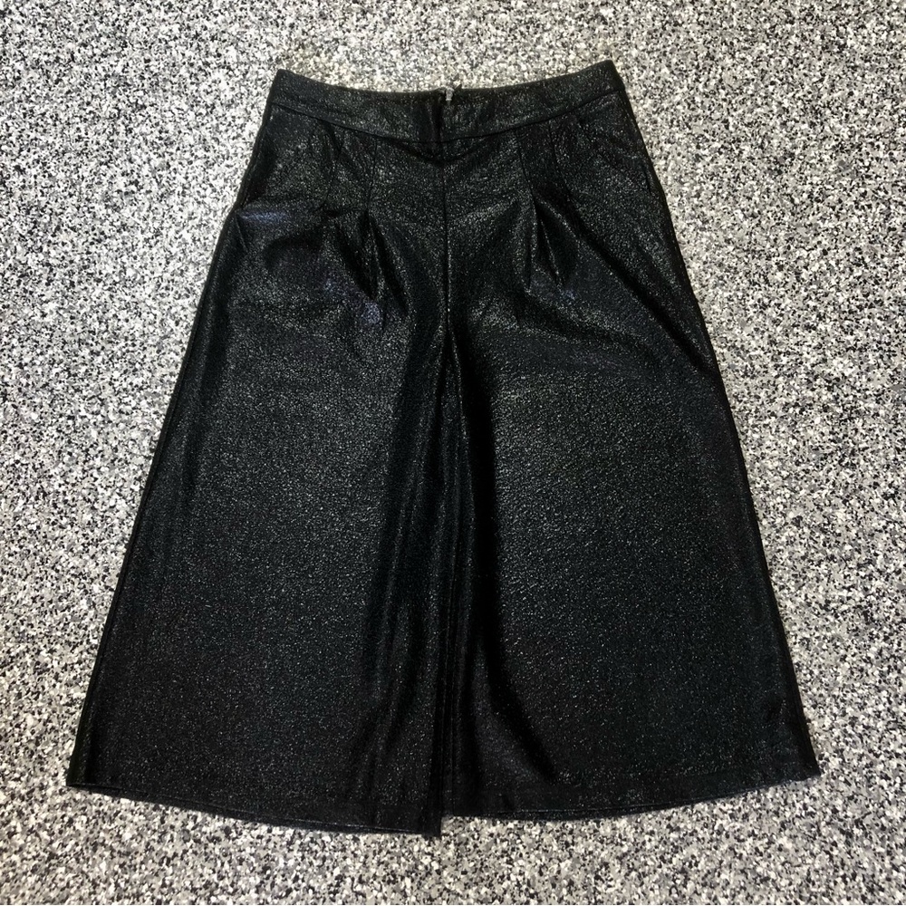 Trendsetter ✦ Wide Leg Metallic Black Pants (S)